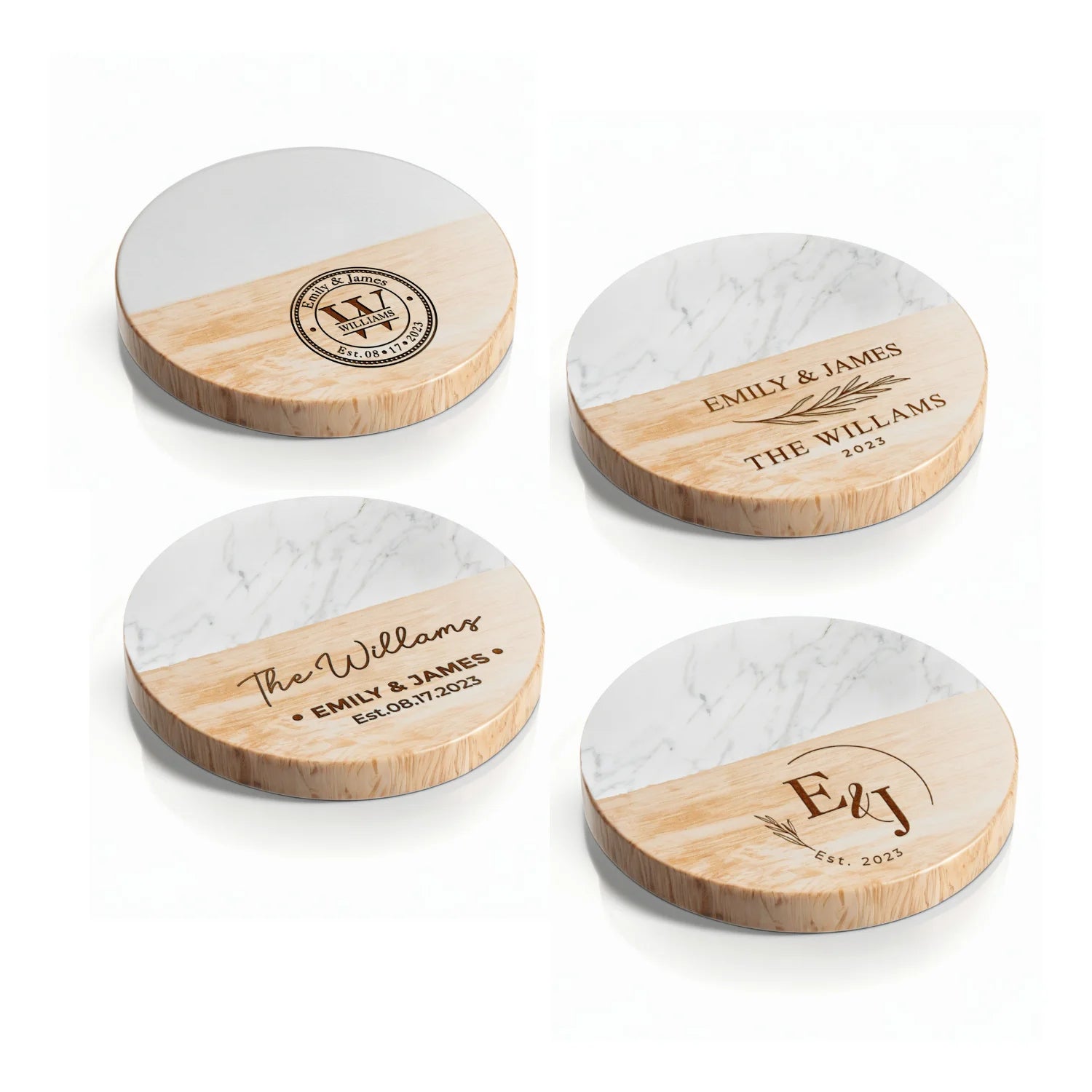 Personalized Marble Wood Coasters