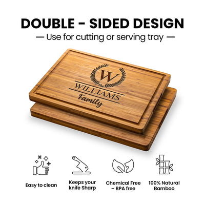 Engraved Family Name Initial Cutting Board
