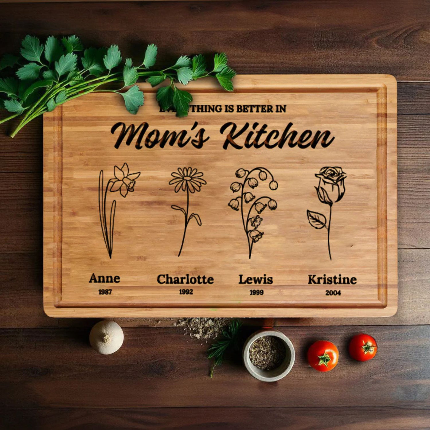 Birth Flower Mother's Day Personalized Board