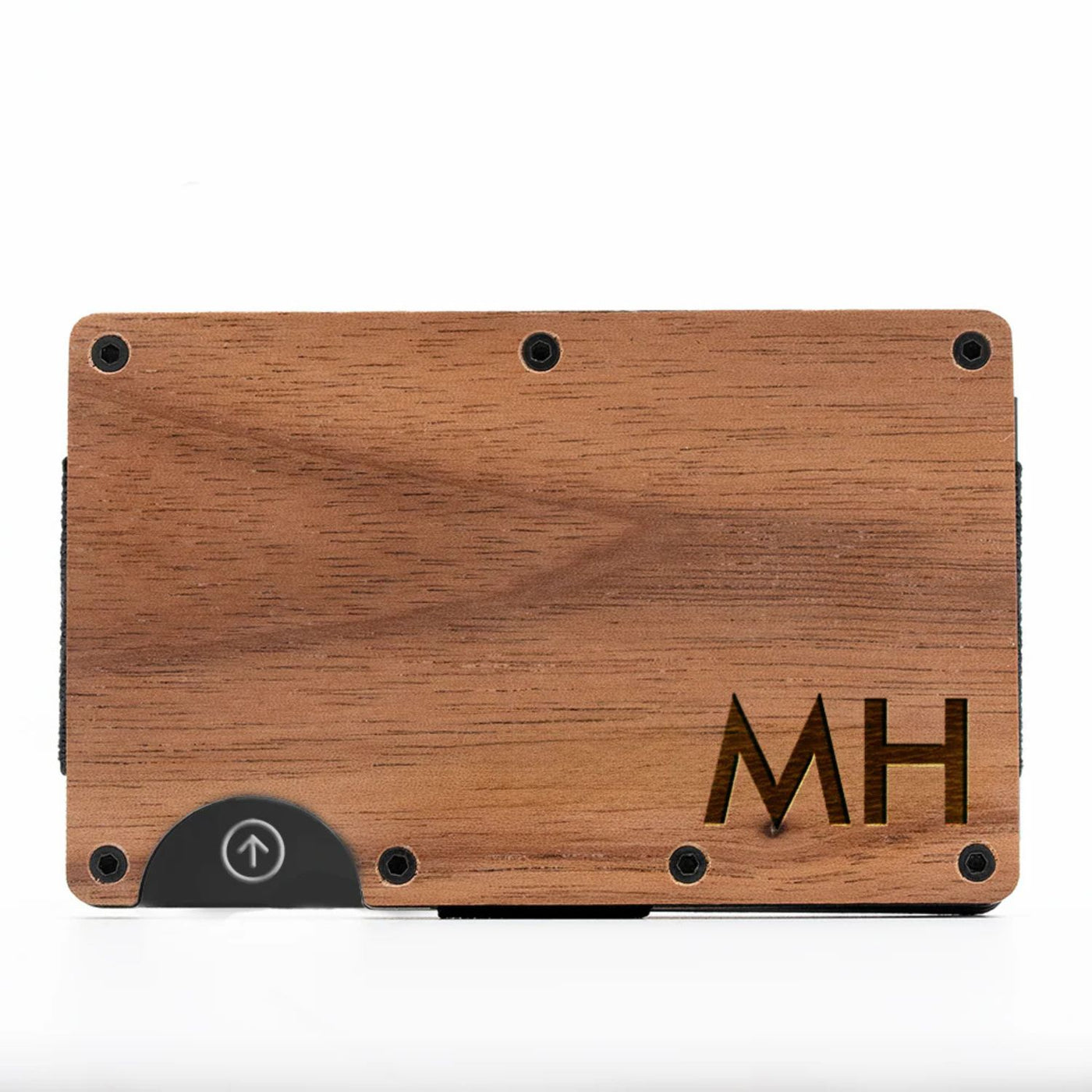 RFID Personalized Initials Wood Slim Card Wallet