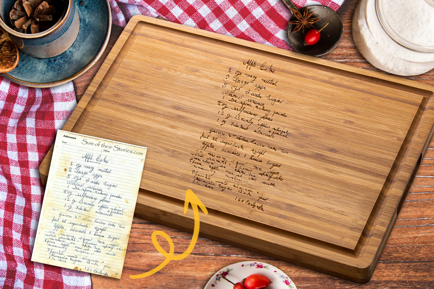 Handwritten Recipe Engraved on Board