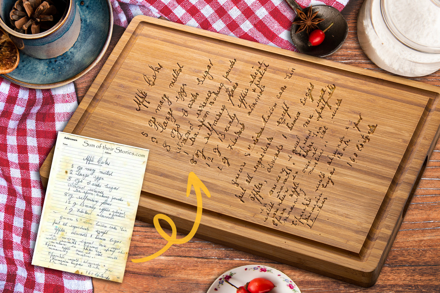 Handwritten Recipe Engraved on Board