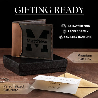 Engraved Leather Wallet for Men