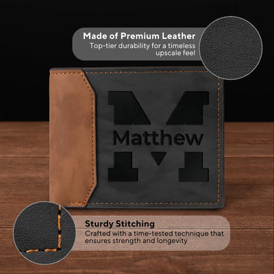Engraved Leather Wallet for Men