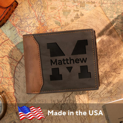 Engraved Leather Wallet for Men