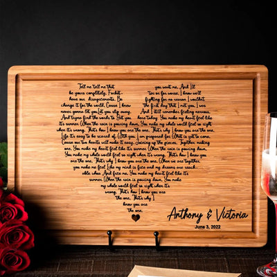 Heart Shaped Song Lyrics Valentine's Personalized Cutting Board