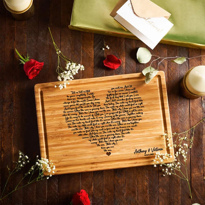 Heart Shaped Song Lyrics Valentine's Personalized Cutting Board