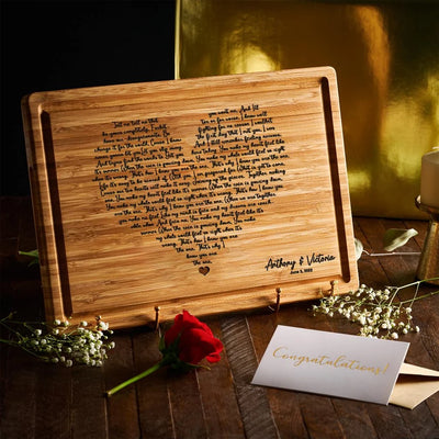 Heart Shaped Song Lyrics Valentine's Personalized Cutting Board
