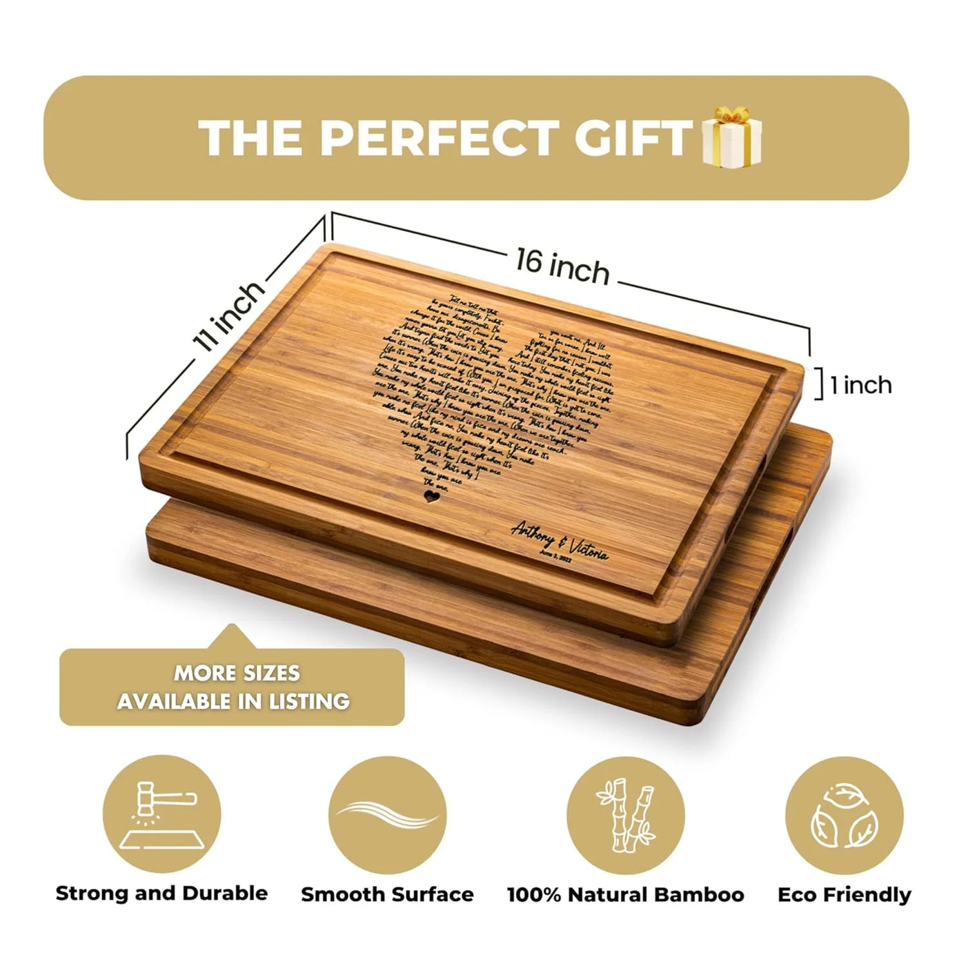 Heart Shaped Song Lyrics Valentine's Personalized Cutting Board