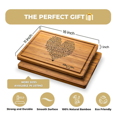 Heart Shaped Song Lyrics Valentine's Personalized Cutting Board