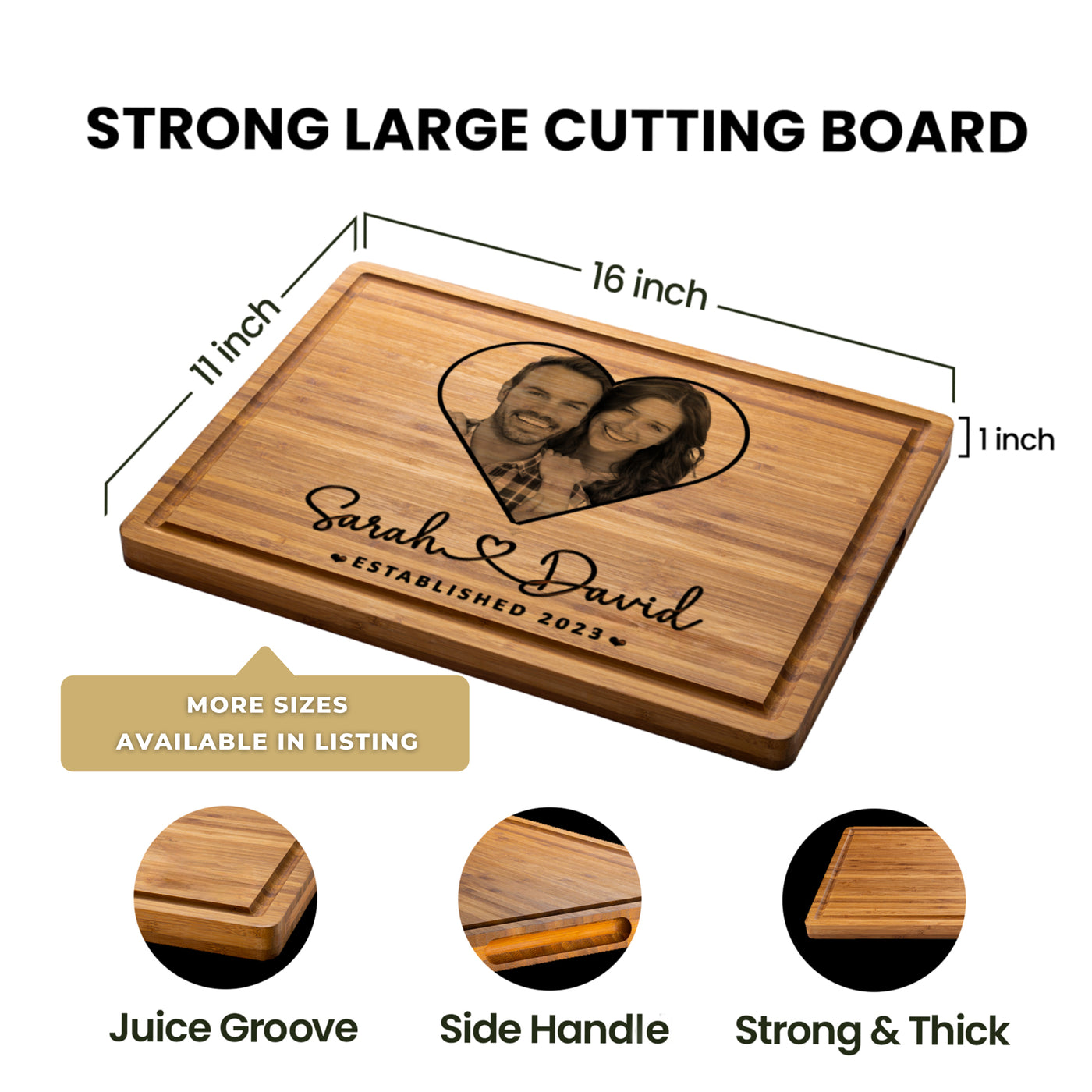 Valentines Photo Engraved Cutting Board - Gift Set