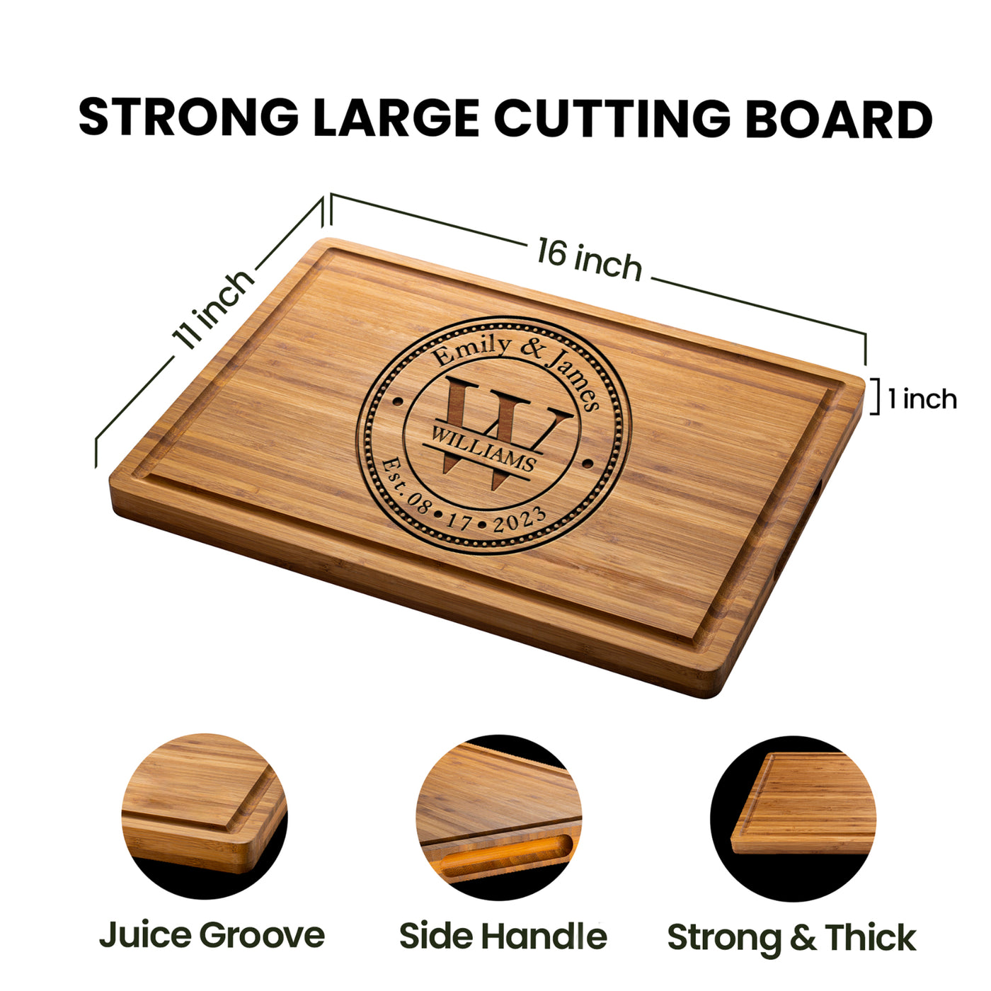 Engraved Monogram Name Cutting Board