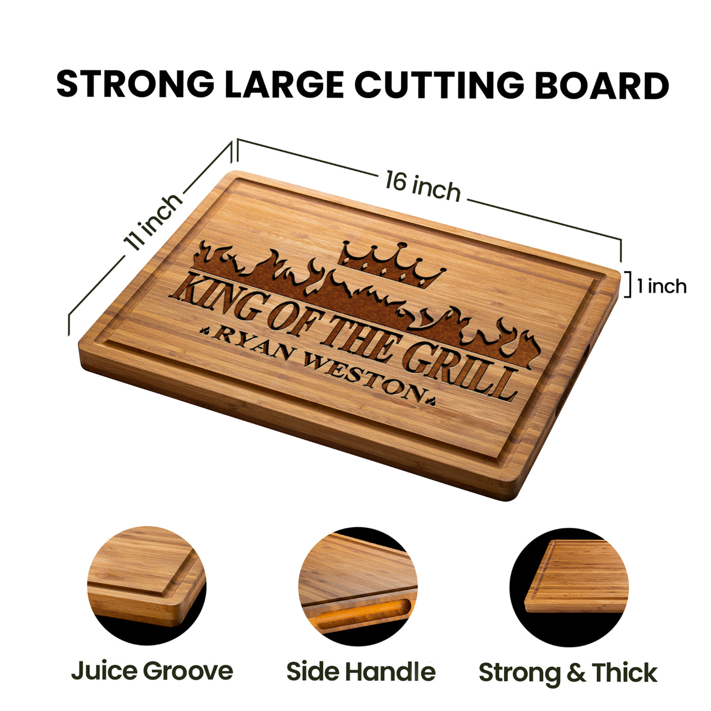 King of the Grill Engraved Cutting Board