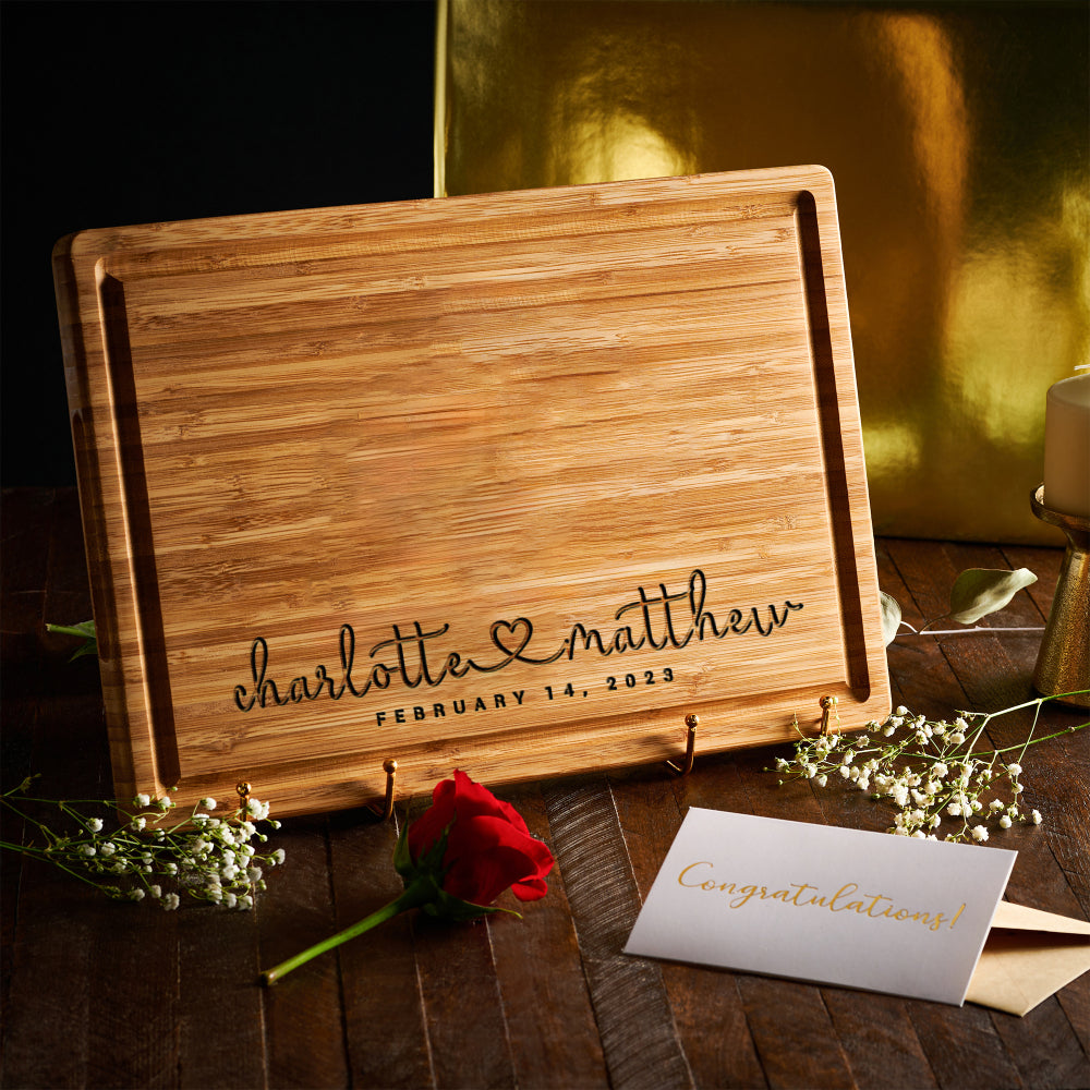 Couple Name Heart Engraved Cutting Board