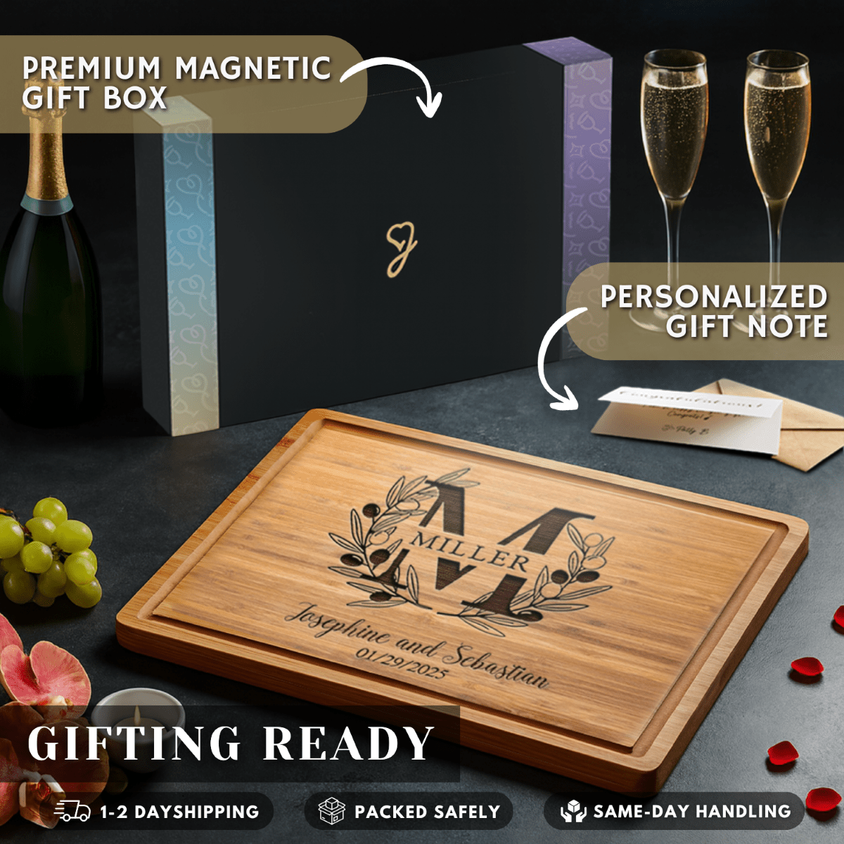 Personalized Monogrammed Wedding Cutting Board - 12