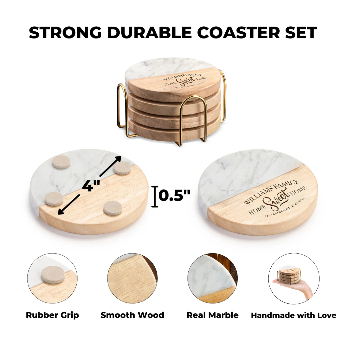 Custom Home Sweet Home Wood Coaster