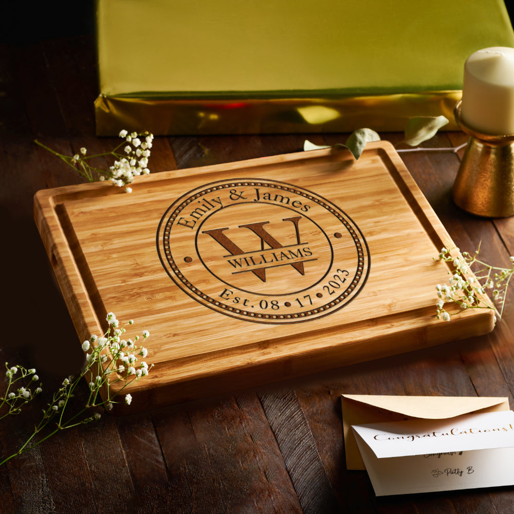 Engraved Monogram Name Cutting Board