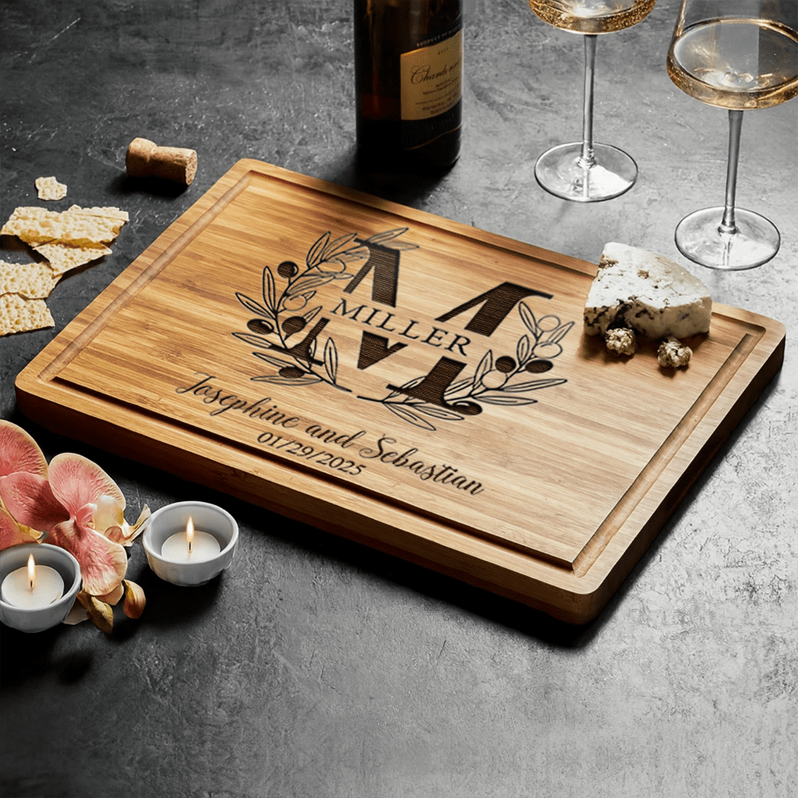 Personalized Monogrammed Wedding Cutting Board - 12