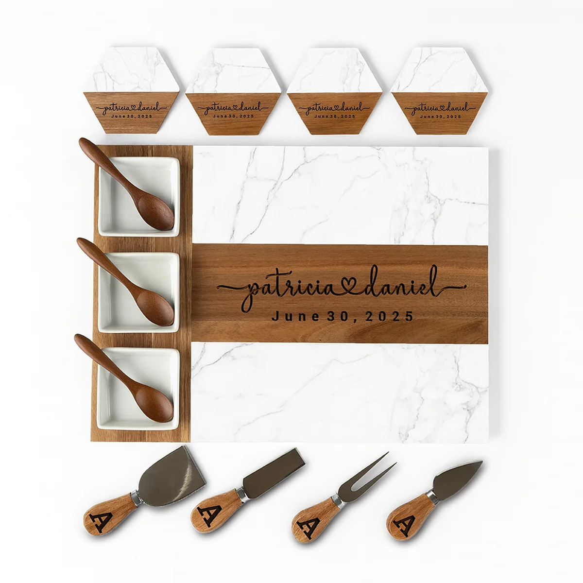 Engraved Wedding Cheese Board Set