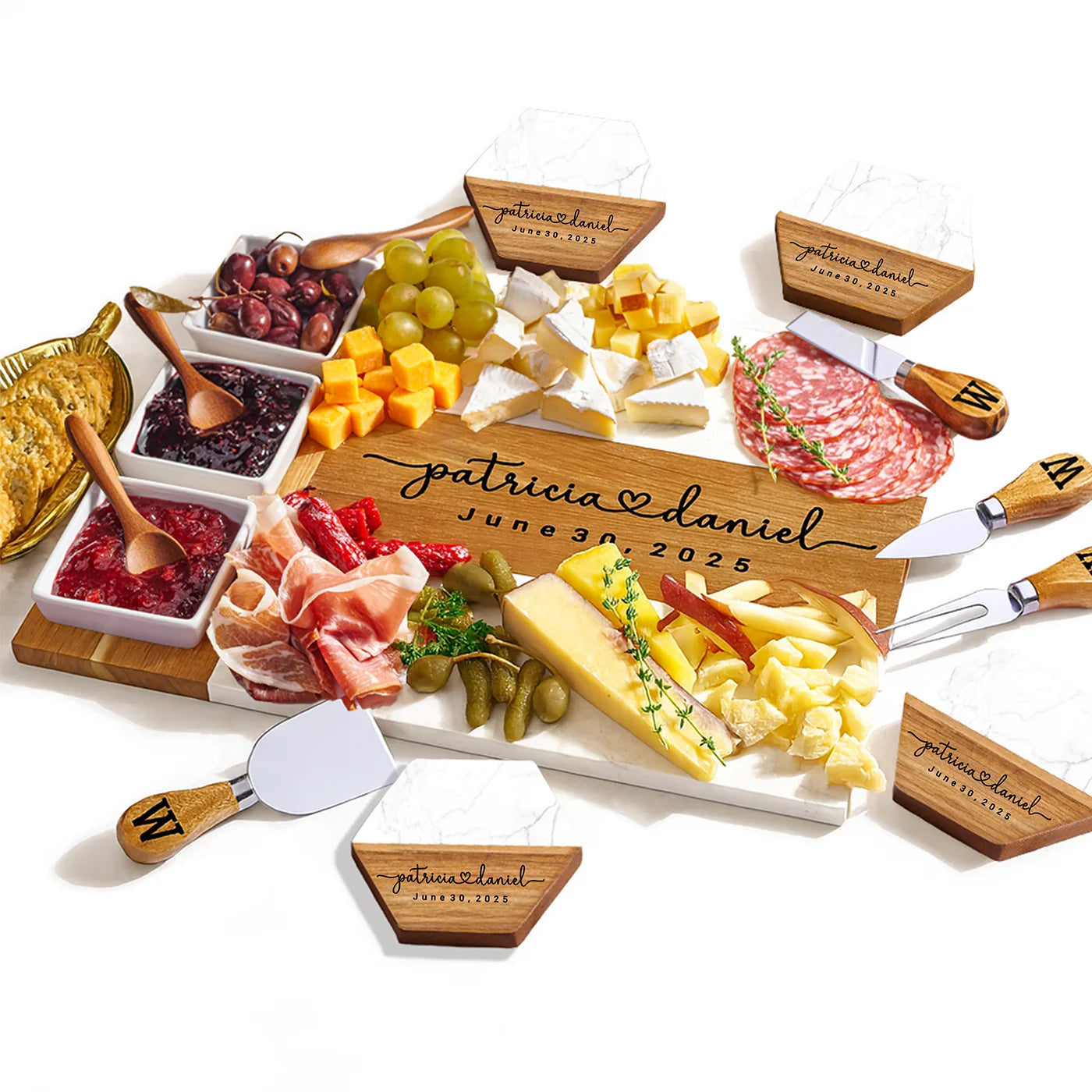 Engraved Wedding Cheese Board Set