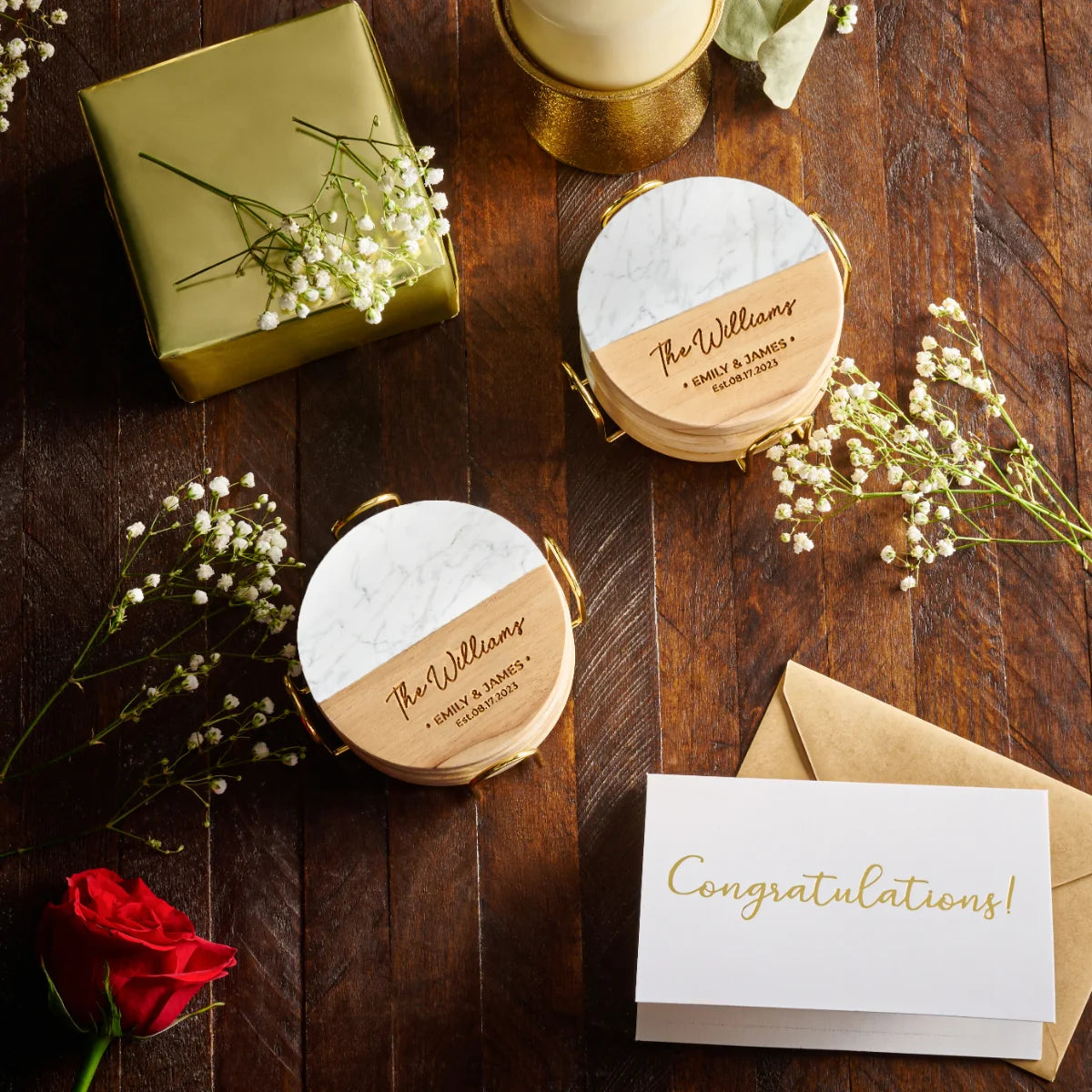 Engraved Couple Name Wedding Coaster