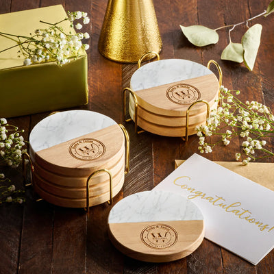 Engraved Monogram Wedding Personalized Coaster