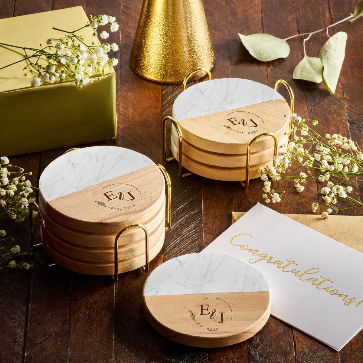 Customized Wedding Couple Initials Coasters