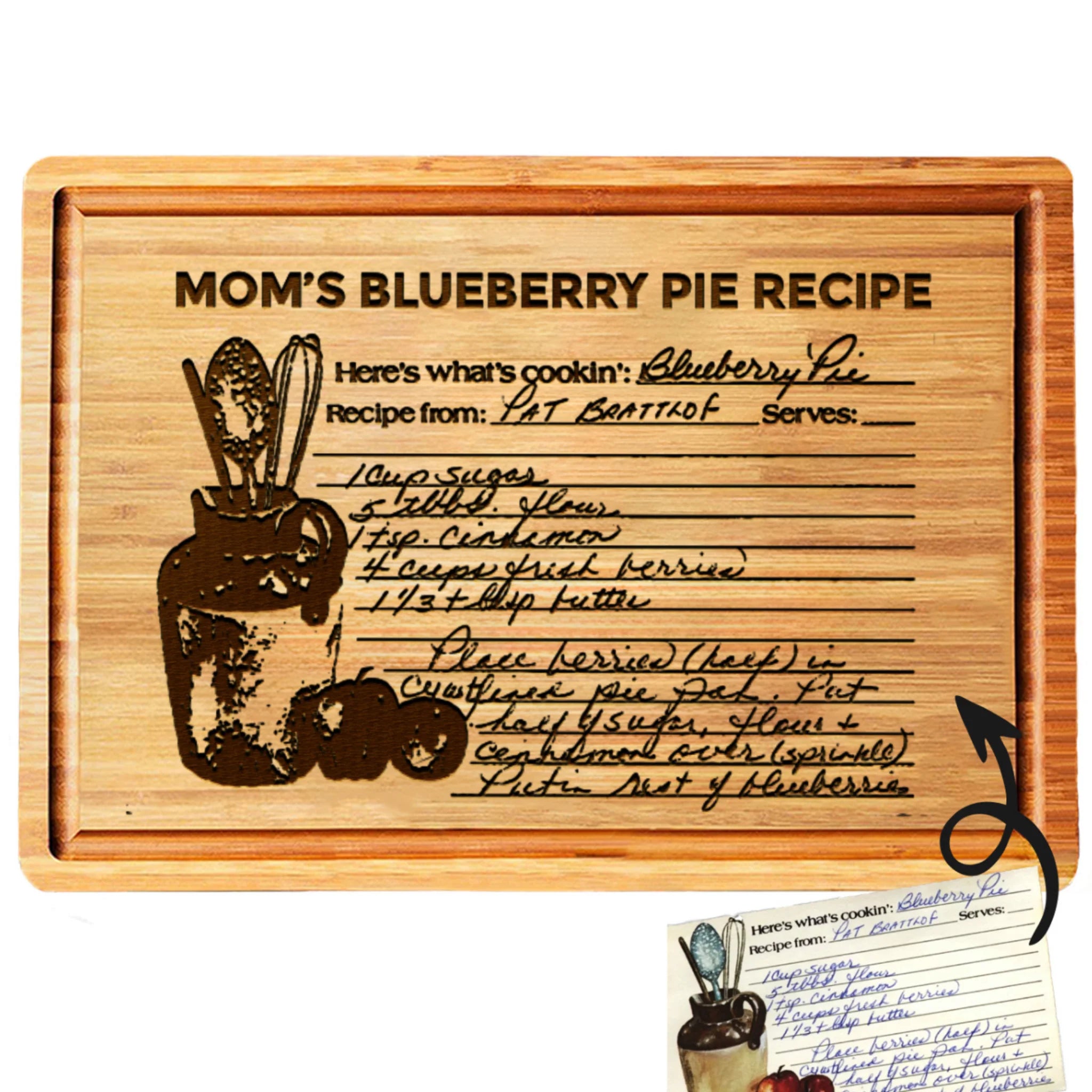 Handwritten Recipe Engraved on Board