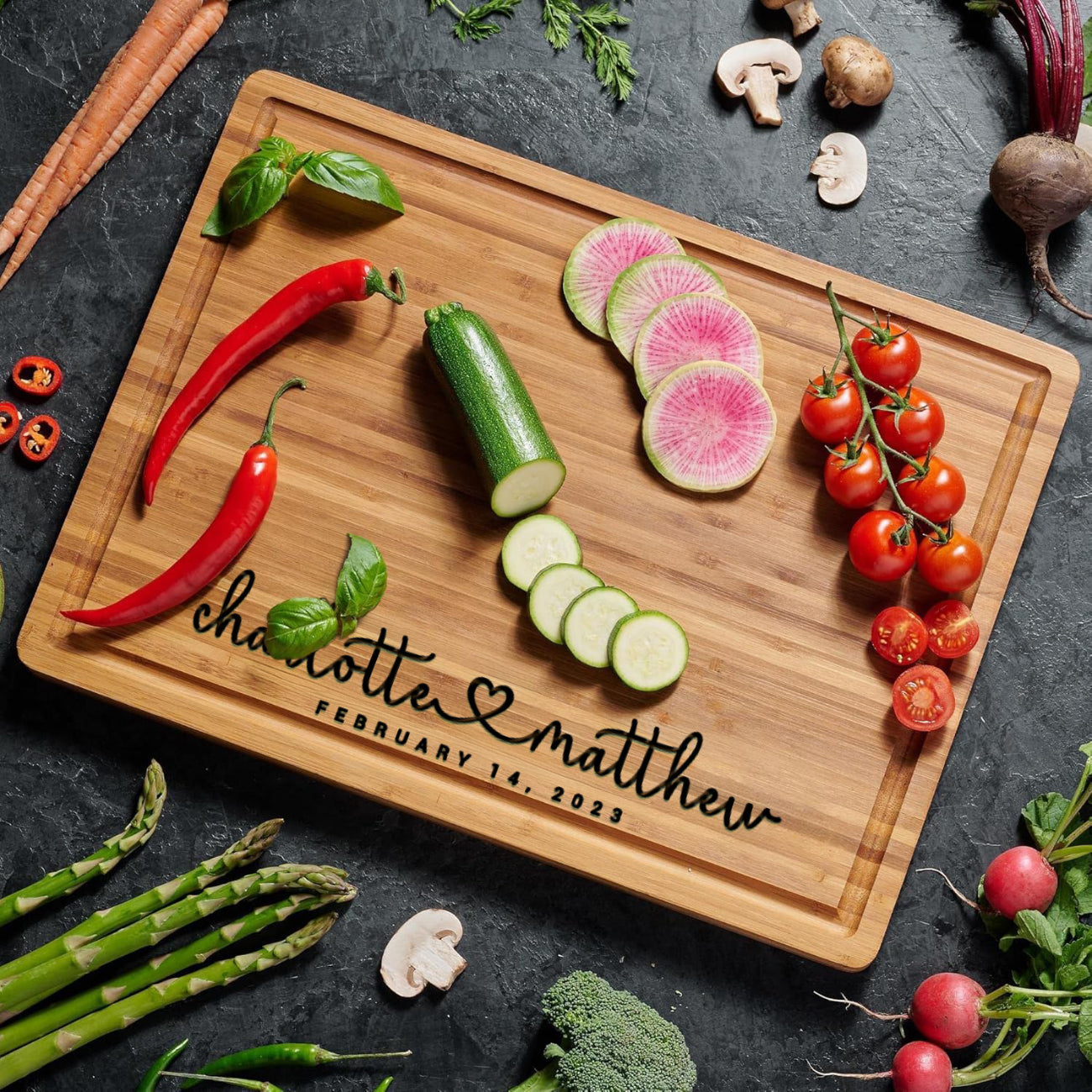 Valentine's Personalized Cutting Board - Gift Set