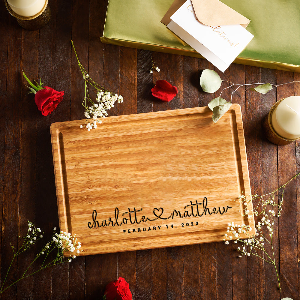 Couple Name Heart Engraved Cutting Board