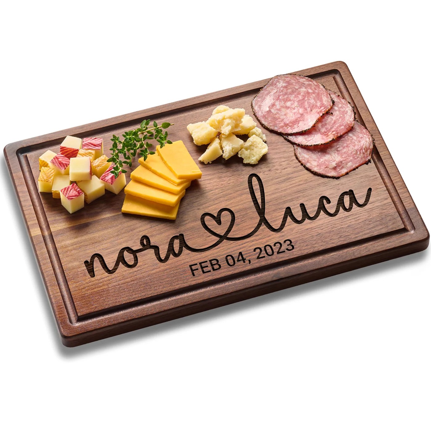 Custom Couple Walnut Cutting Board
