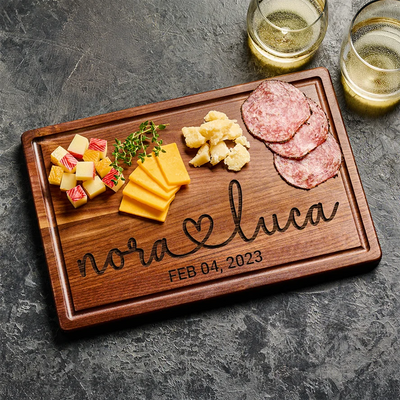 Custom Couple Walnut Cutting Board