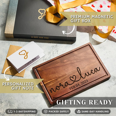 Custom Couple Walnut Cutting Board