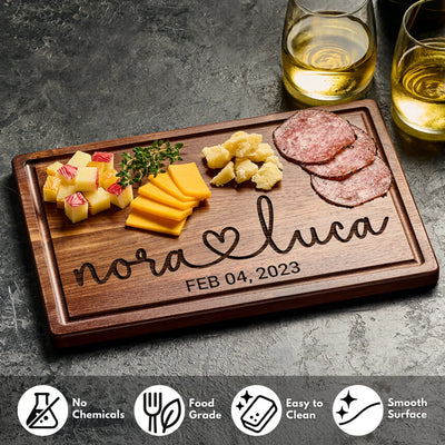Custom Couple Walnut Cutting Board