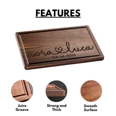 Custom Couple Walnut Cutting Board