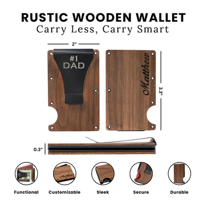 Personalized Fathers Day Wooden Wallet