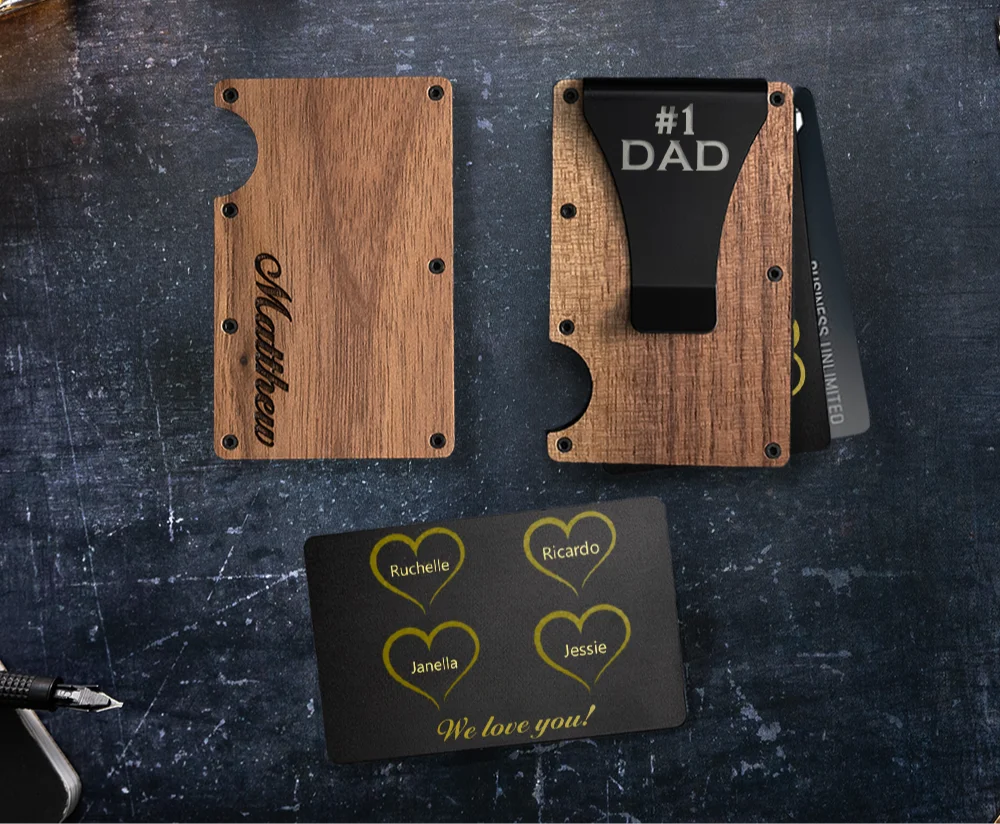 Personalized Fathers Day Wooden Wallet