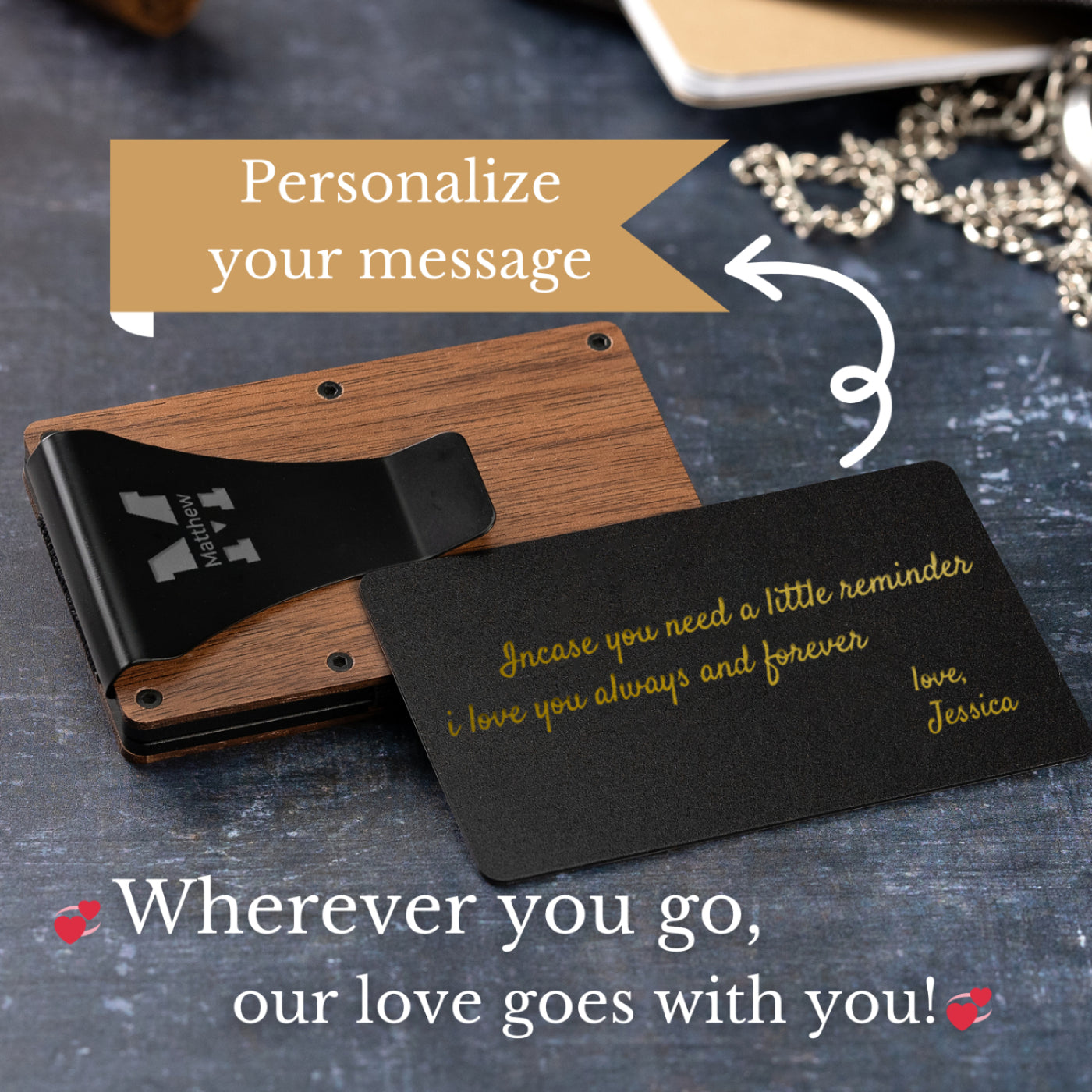 Personalized Engraved Slim Wallet with RFID-blocking