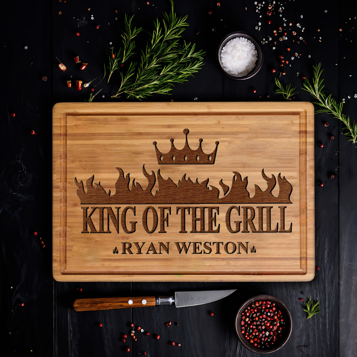 King of the Grill Engraved Cutting Board