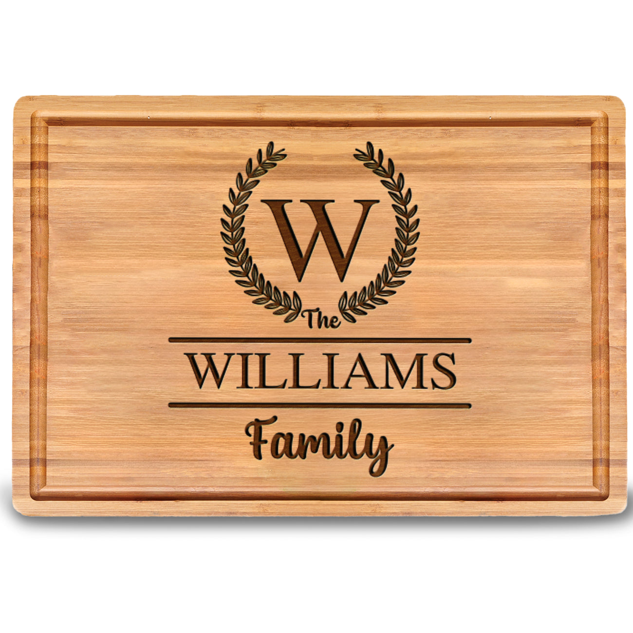 Engraved Family Name Initial Cutting Board