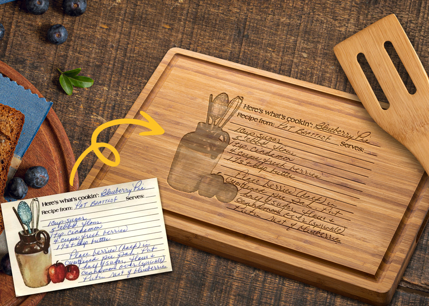 Handwritten Recipe Engraved on Board