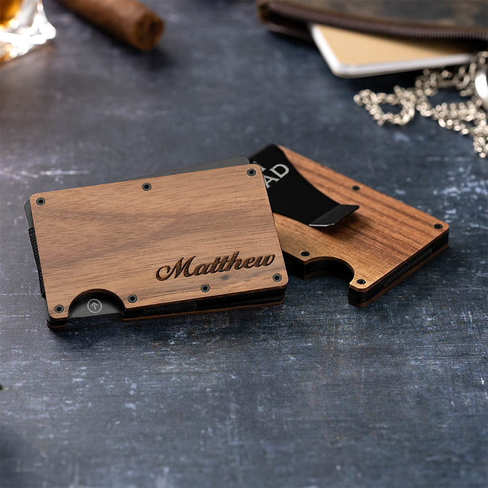 Personalized Fathers Day Wooden Wallet