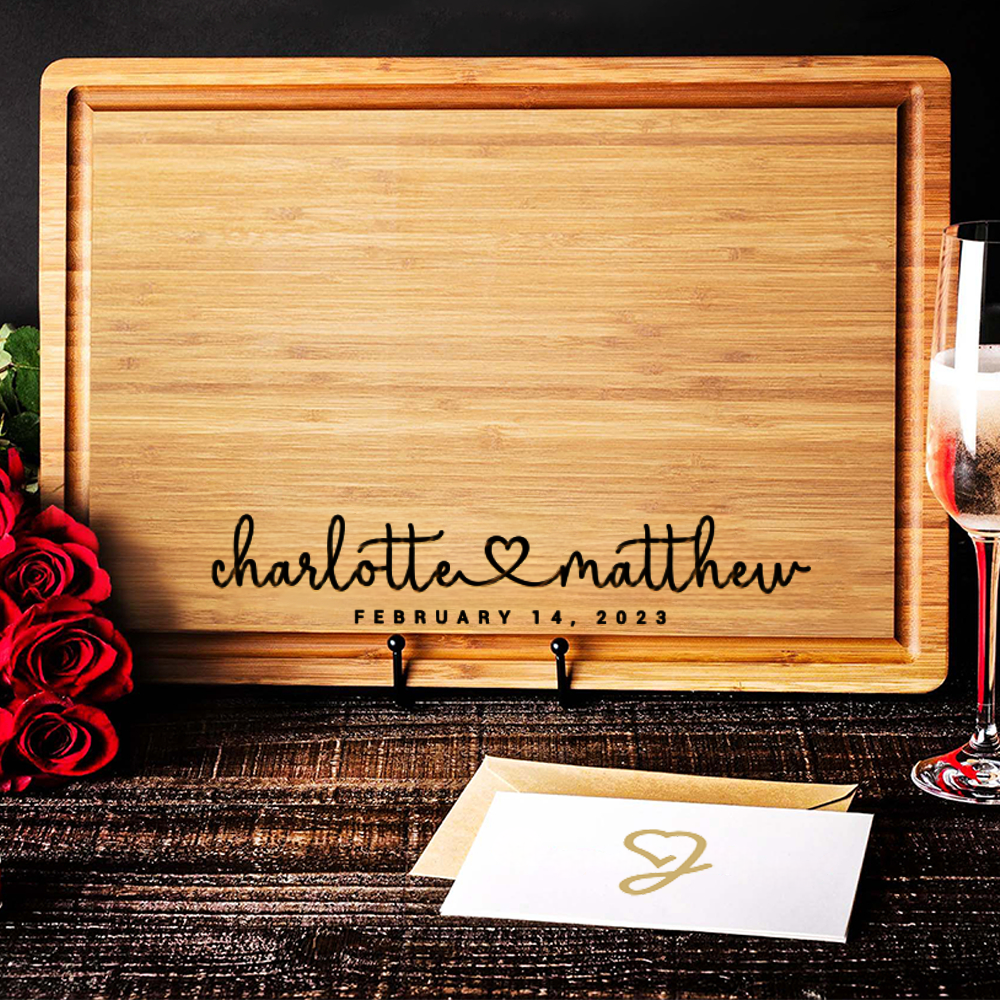 Valentine's Personalized Cutting Board - Gift Set