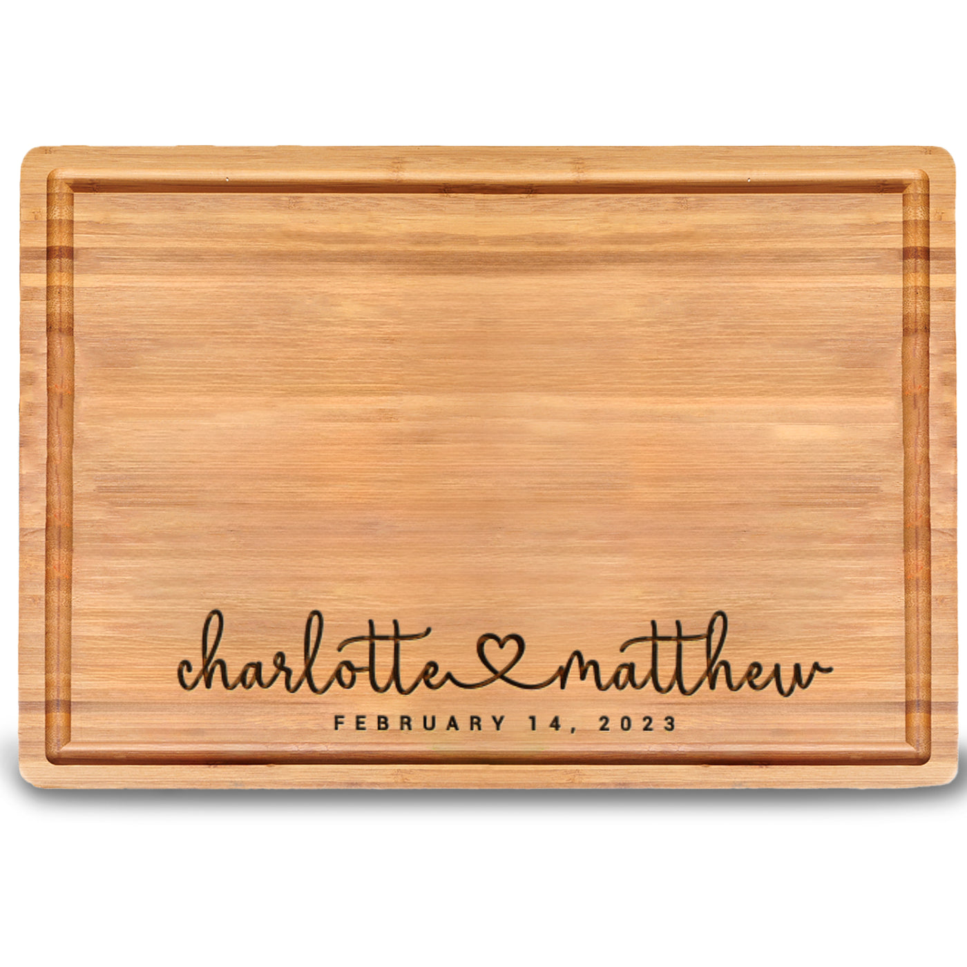 Couple Name Heart Engraved Cutting Board