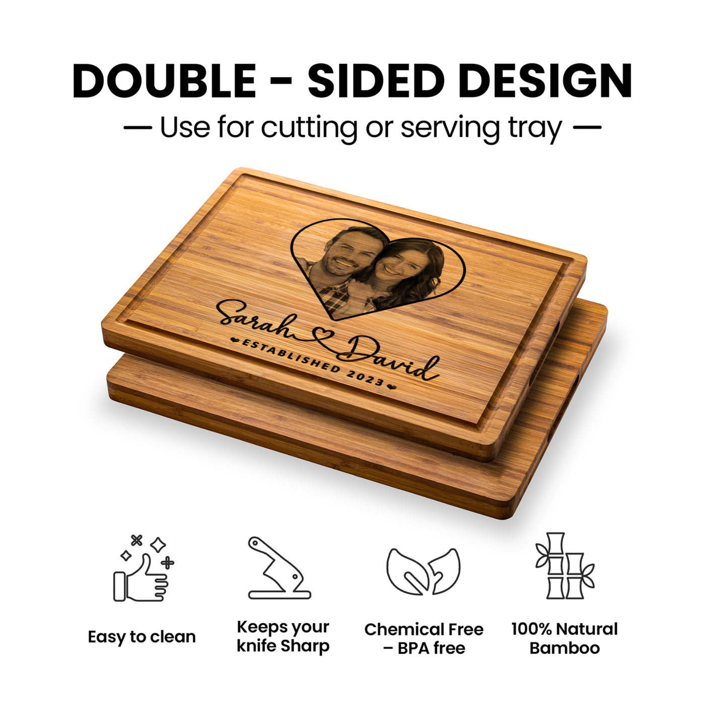 Valentines Photo Engraved Cutting Board - Gift Set