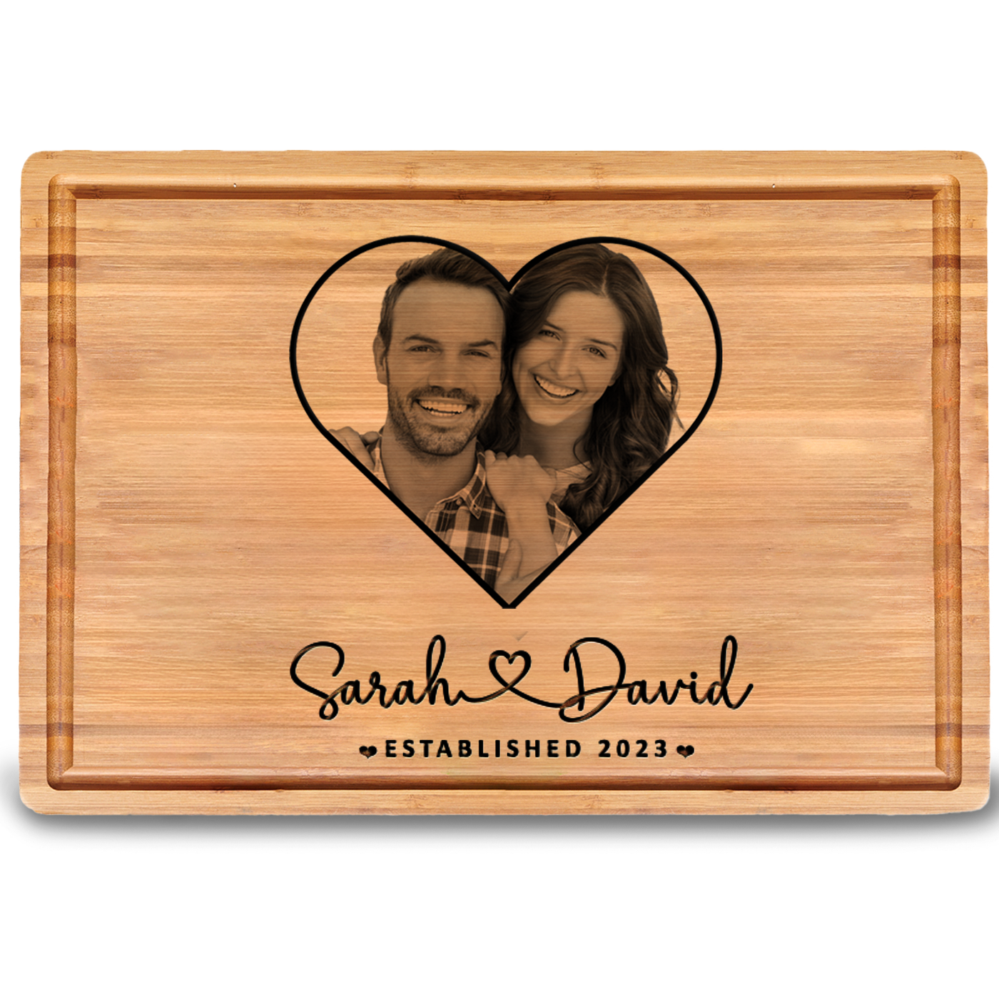 Valentines Photo Engraved Cutting Board - Gift Set