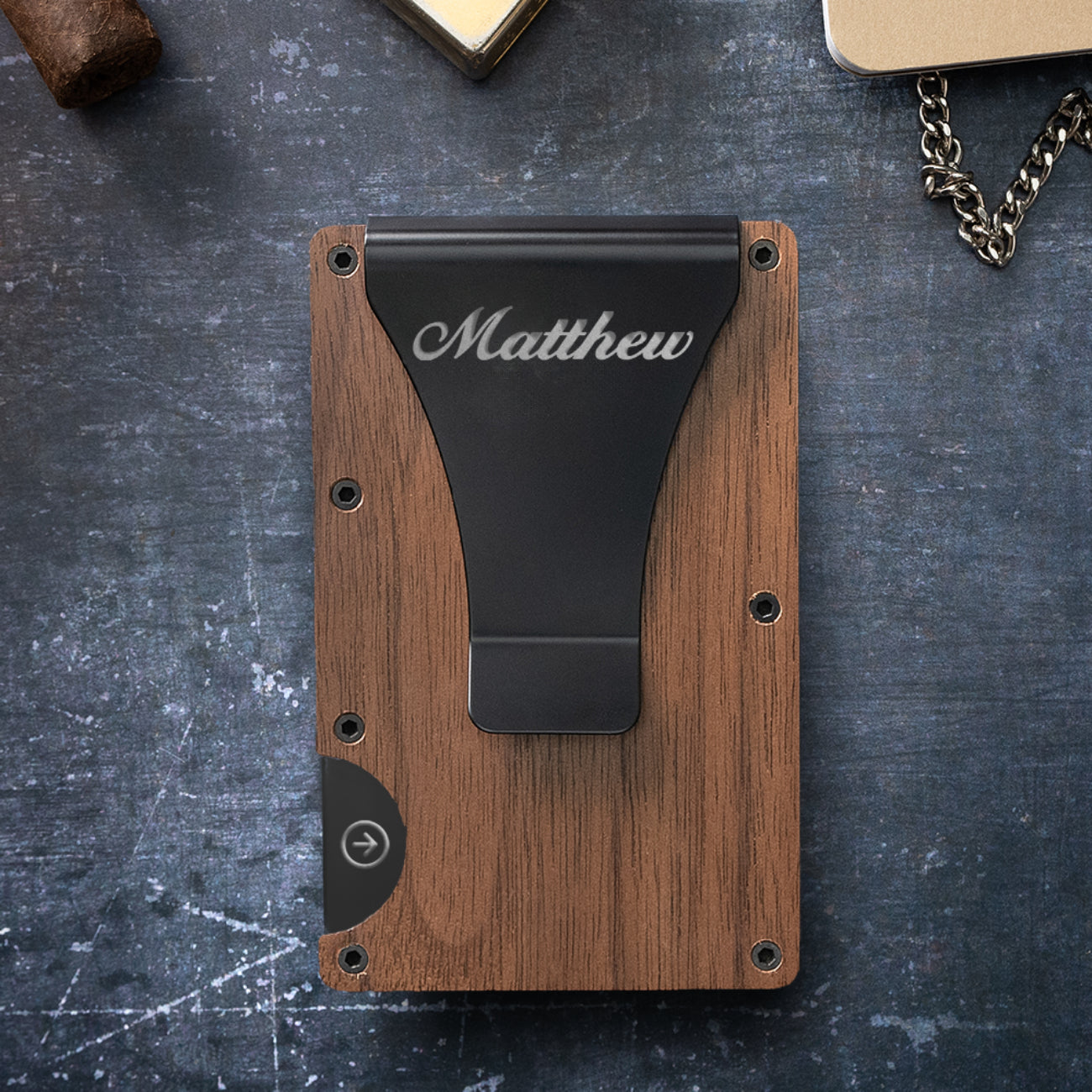 Custom Engraved Name Men's Slim Wallet