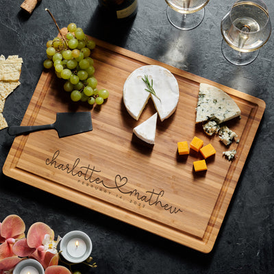 Personalized Cutting Board, Name and Heart Engraving - Perfect Wedding Gift, Anniversary Gift, Gift for Her Birthday