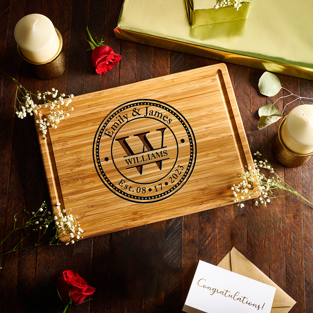 Engraved Monogram Name Cutting Board