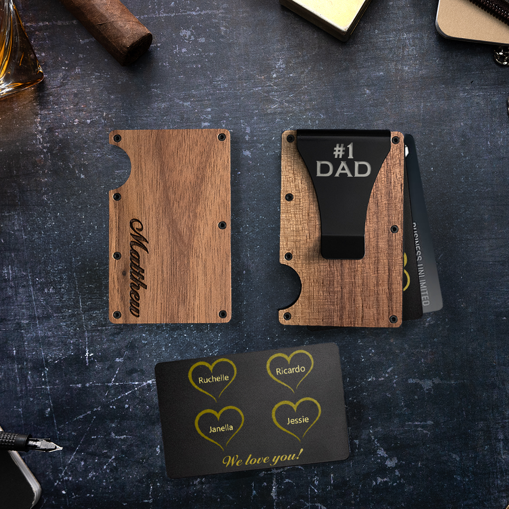 Personalized Fathers Day Wooden Wallet